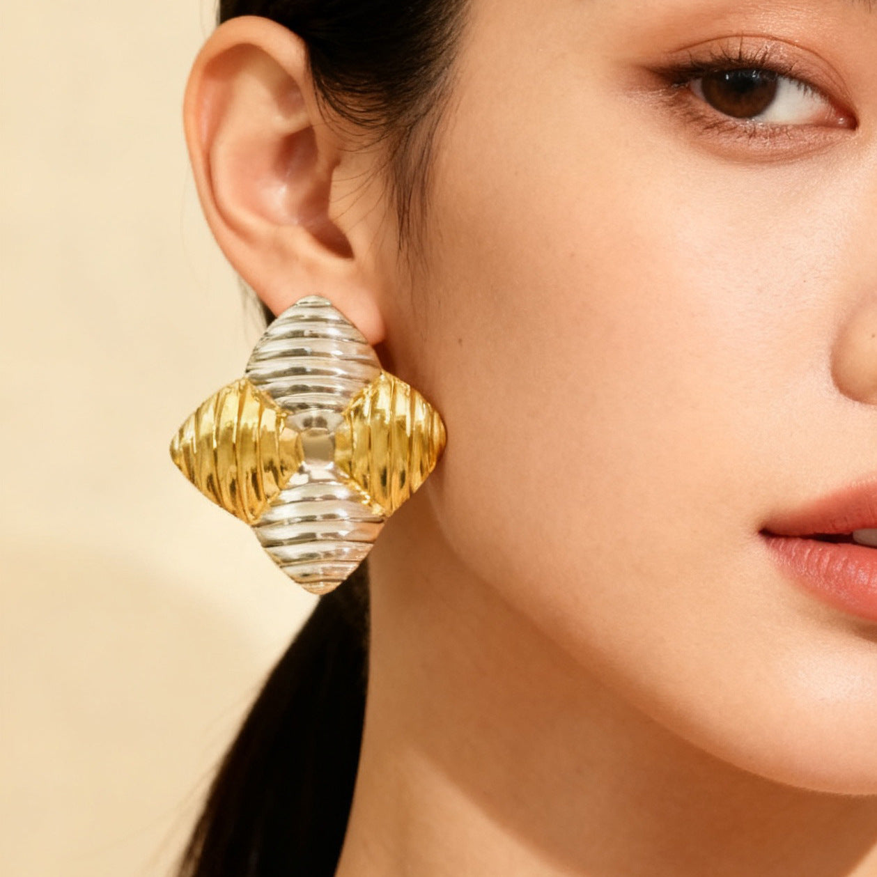 Minimalist Geometric Square Plated Stainless Steel Earrings for Women