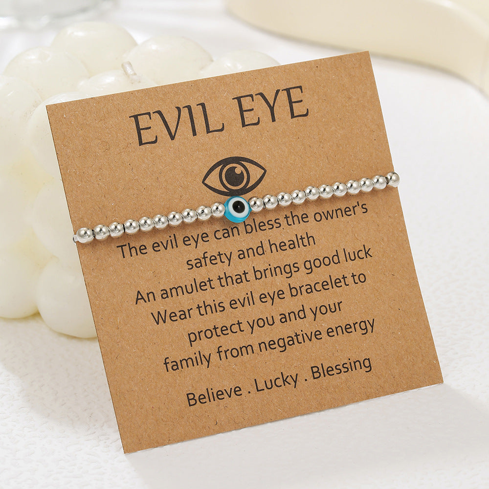 Handmade Round Acrylic Evil Eye Beaded Bracelet Unisex Friendship Jewelry