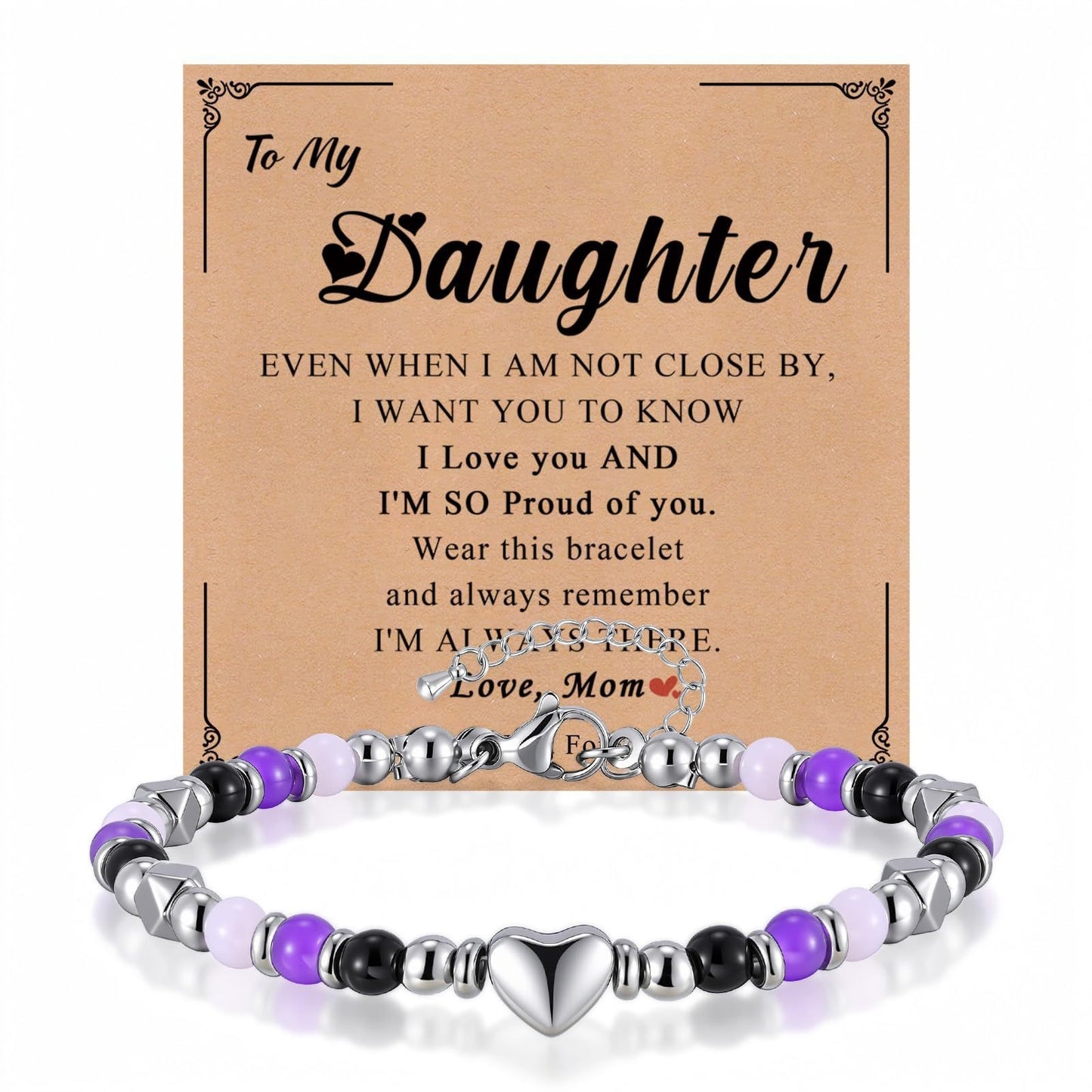 Luxury Heart Geometric Obsidian Amethyst Rose Quartz Bracelet for Women