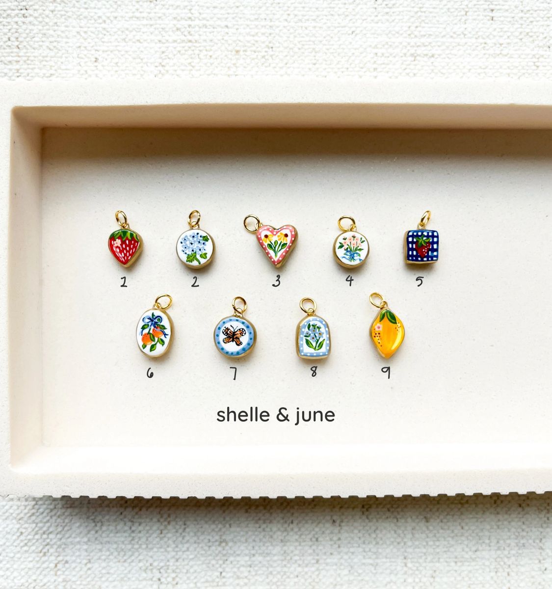 Vintage 18K Gold Plated Cartoon Fruit Drip Oil Brass Charm Bar for Women
