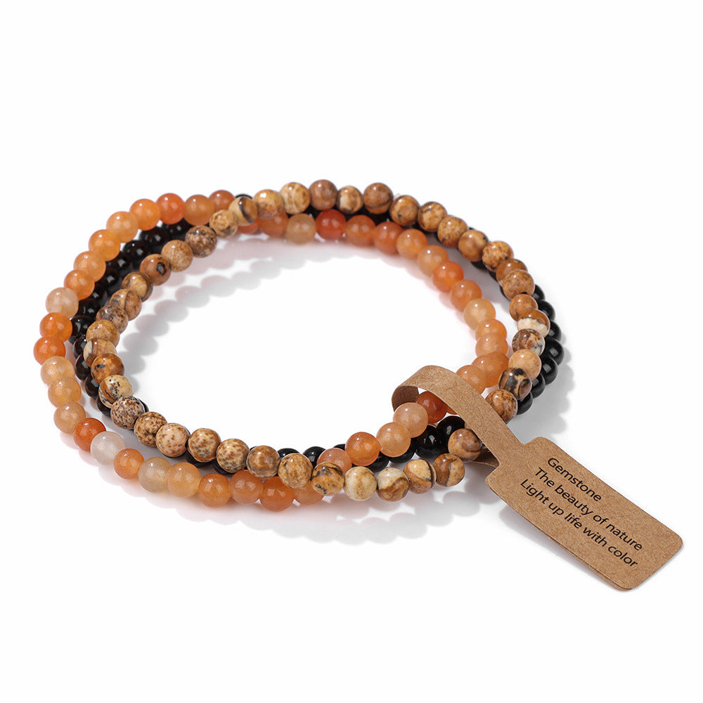Vintage Geometric Agate Beaded Bracelet Unisex Natural Stone Jewelry