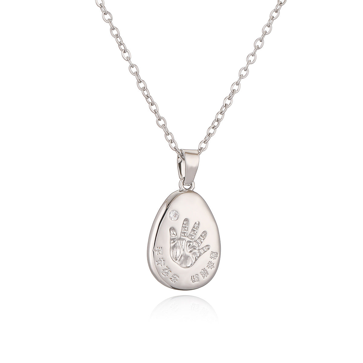 Minimalist Geometric Handprint Pendant Necklace for Women with Copper Base and Real Gold Plating