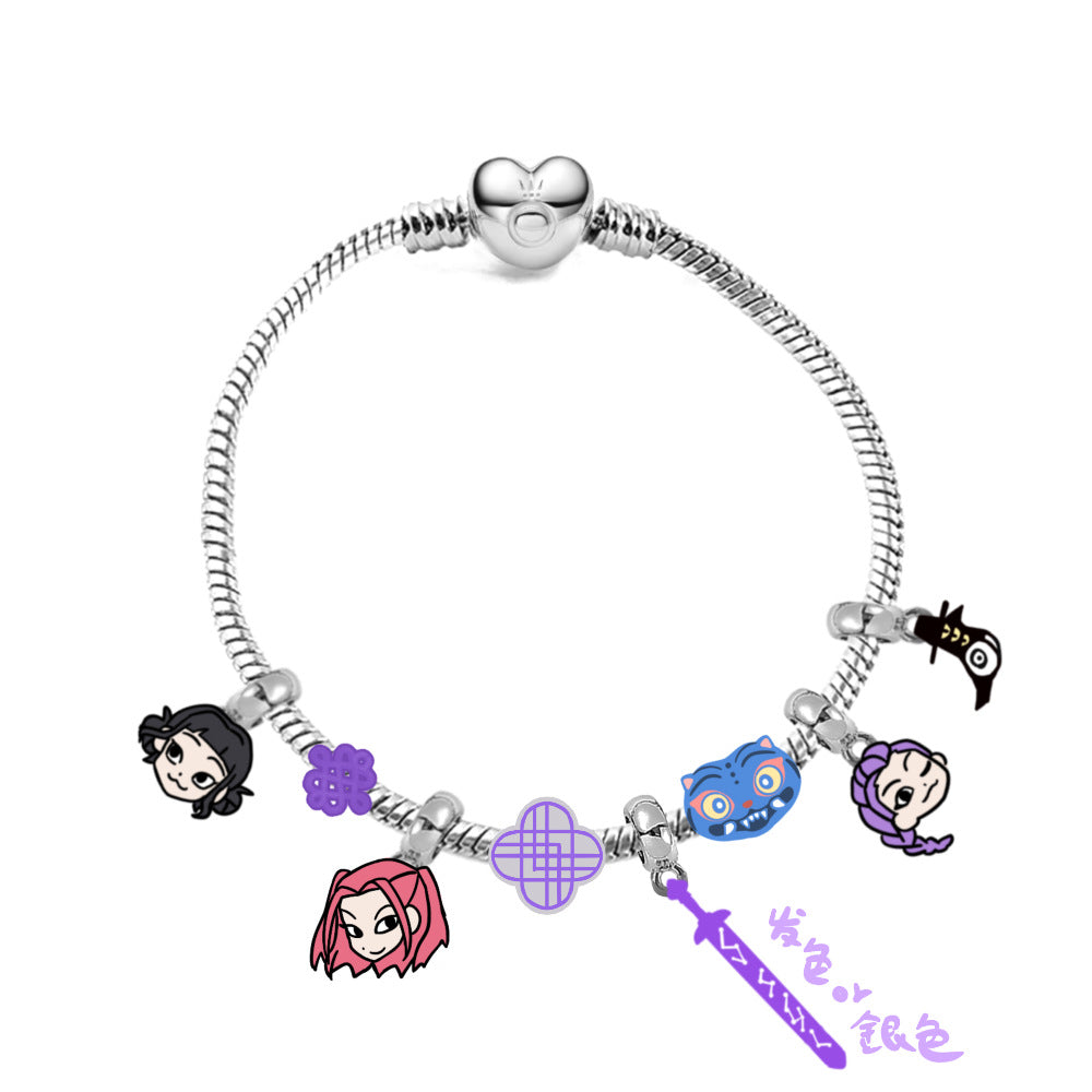 Bracciale fai da te in lega con ciondoli a forma di cartone animato a goccia d'olio