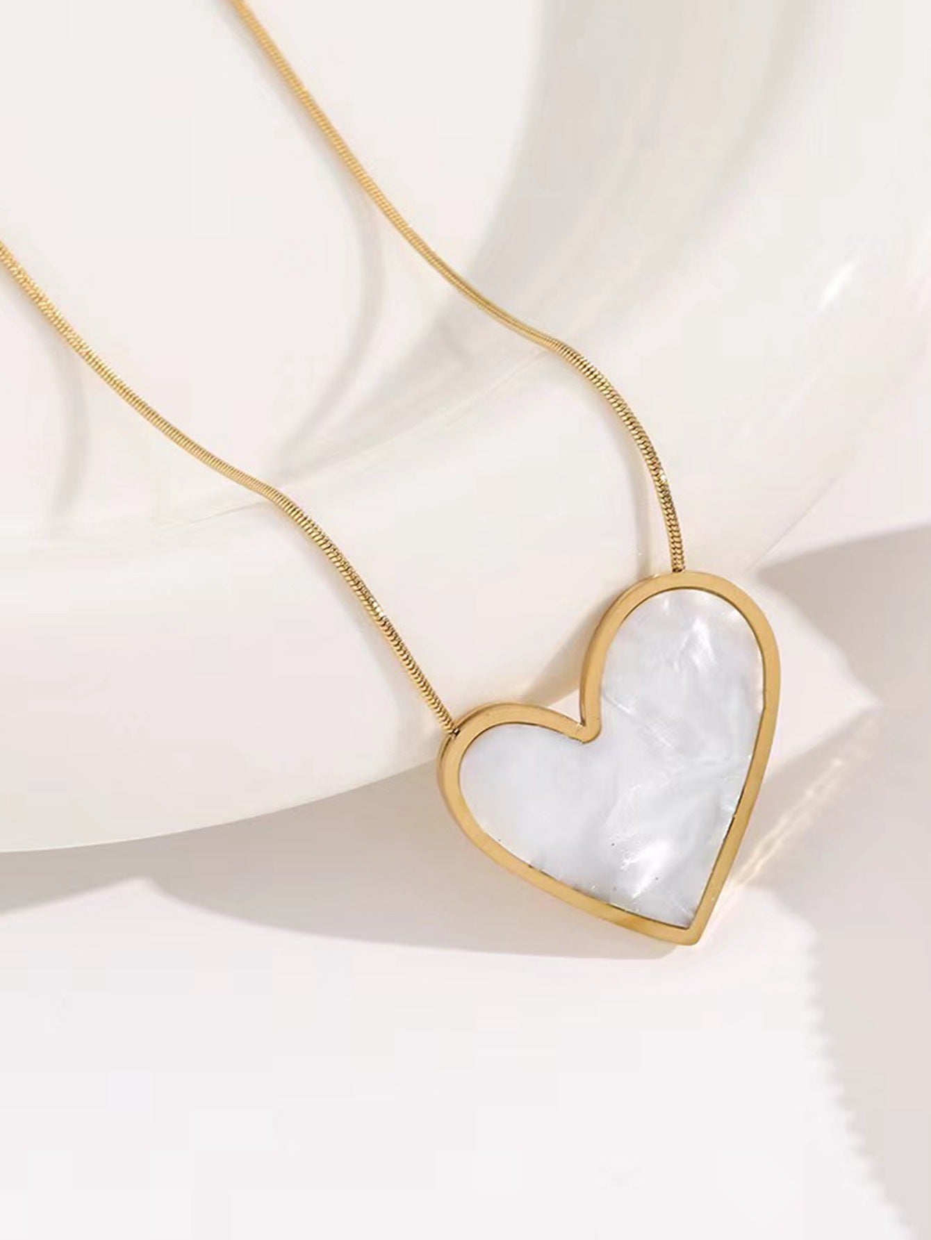 Geometric Titanium Steel Plated Pendant Necklace with Snake Chain for Women