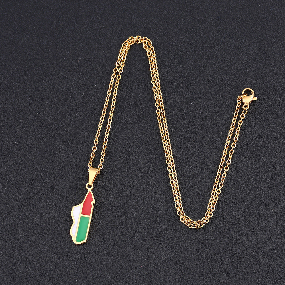 Collana Pendente Geometrica Minimalista in Acciaio Inossidabile con Finitura Placcata per Donna, Catena Maglione Leggera di Ispirazione Etnica
