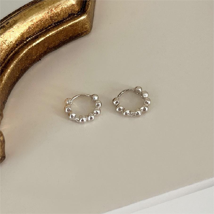 Minimalist Sweet 925 Sterling Silver Round Geometric Letter Hoop Earrings with Plated Finish