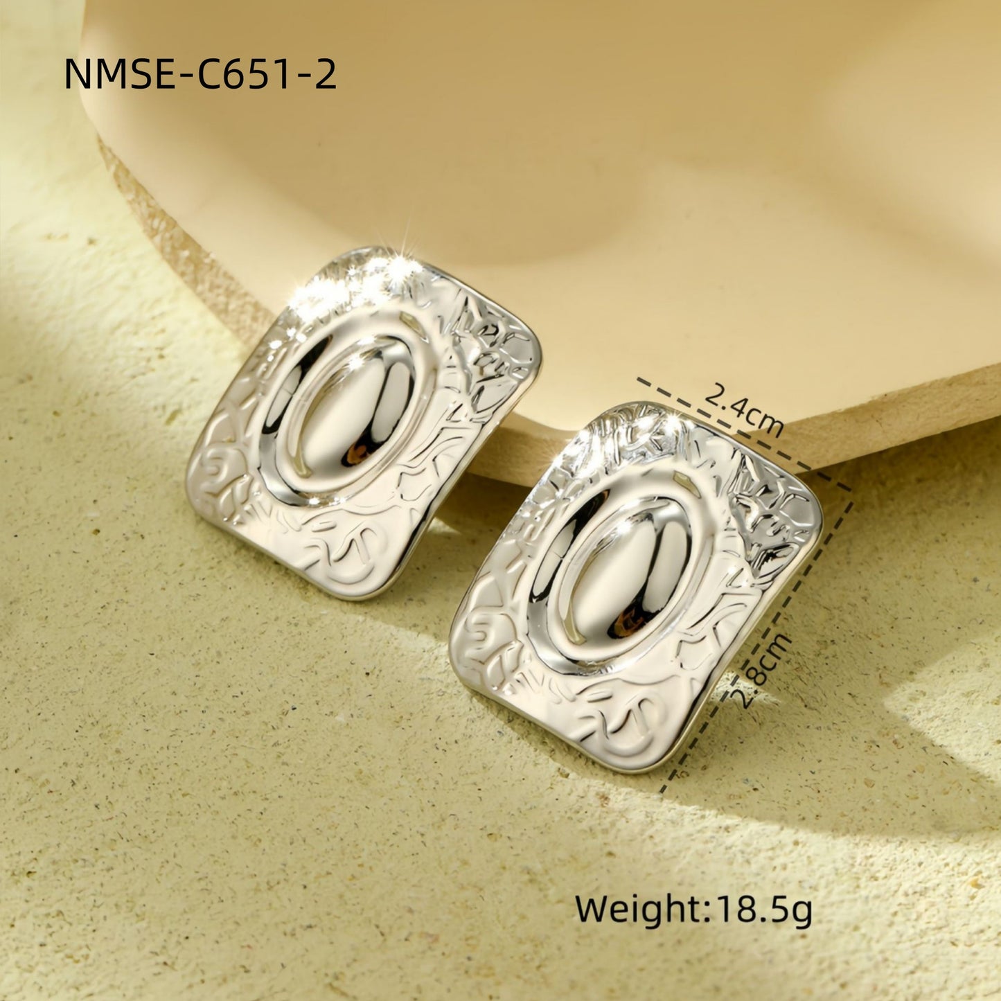 Pendientes de acero inoxidable de moda con forma geométrica de corazón y cuadrado, con acabado chapado, para mujer