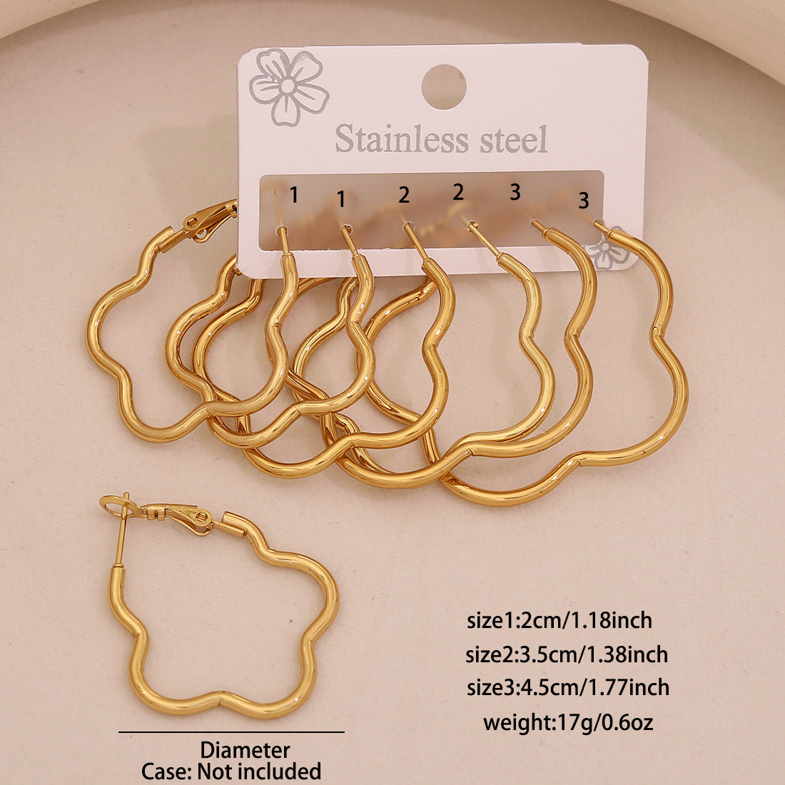 Fashion Geometric Hexagonal Stainless Steel Hoop Earrings with Plated Finish for Women