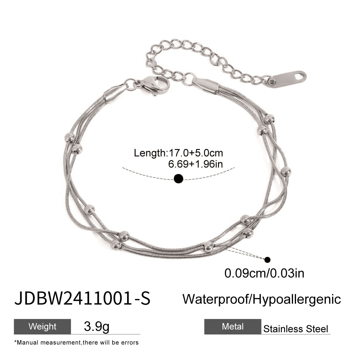 Pulsera apilable multicapa de acero inoxidable chapado en oro con diseño lineal geométrico para mujer