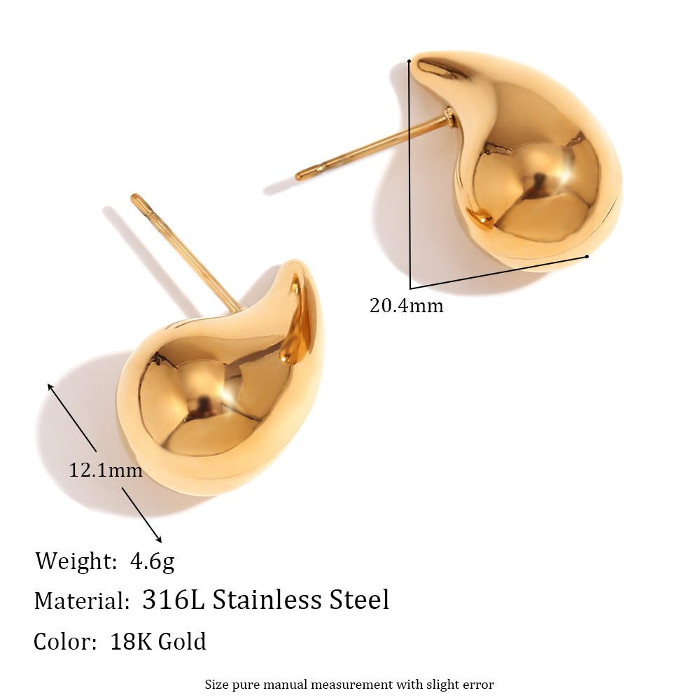 Orecchini da donna in acciaio inossidabile placcato oro 18K, design a mezzaluna vuota, ispirazione geometrica francese vintage