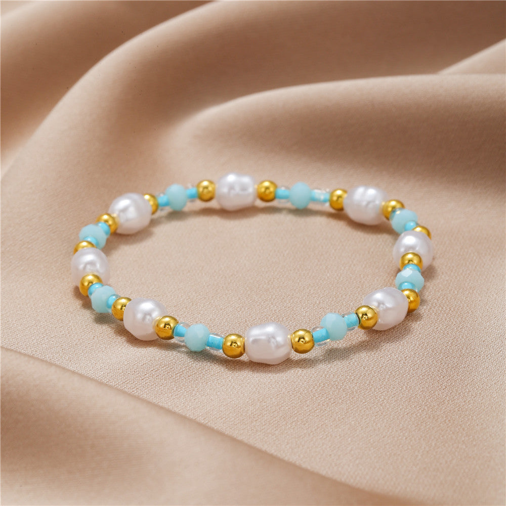 Sweet Natural Geometric Handmade Pearl Bracelet and Anklet for Unisex