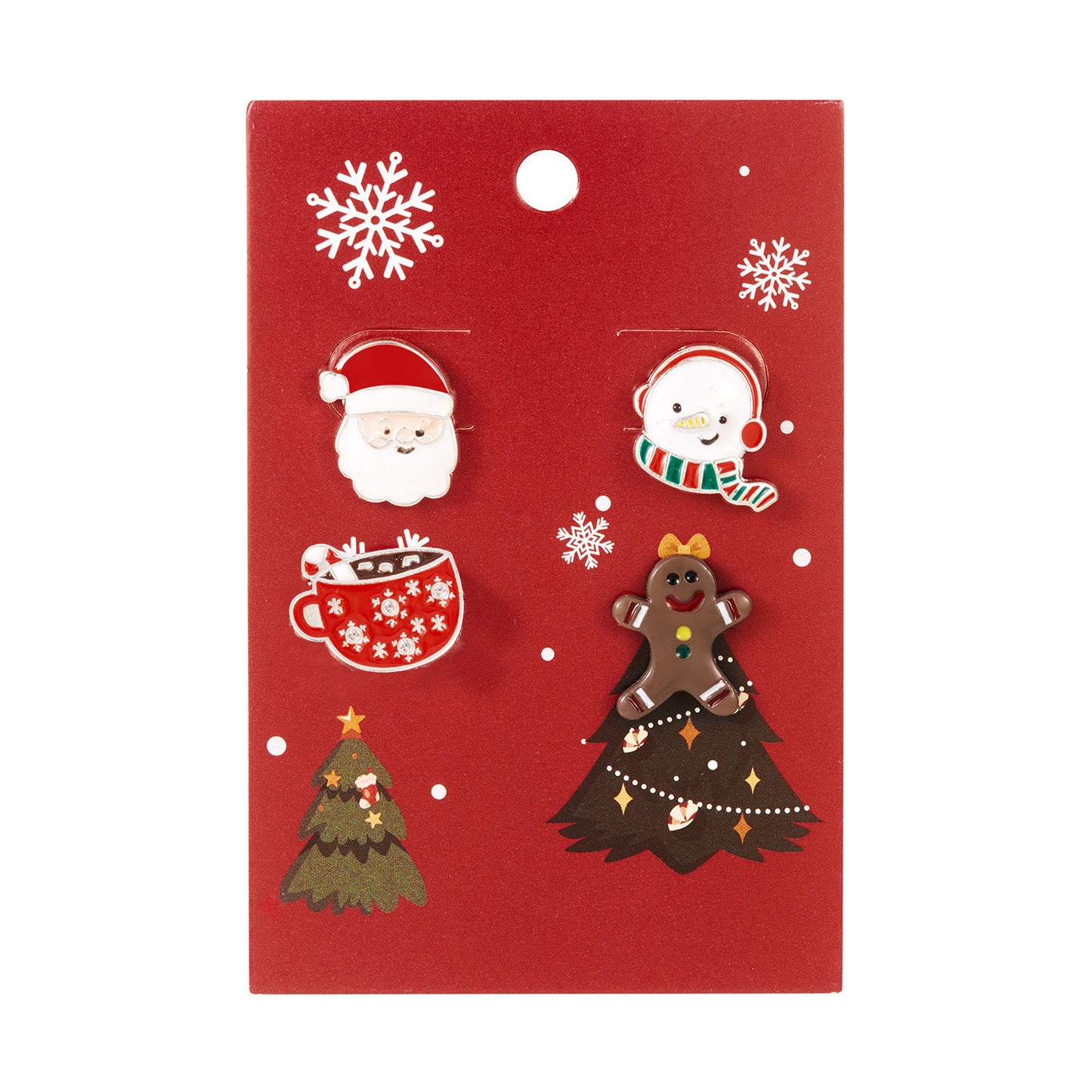 Orecchini a perno natalizi a forma di fiocco di neve e Babbo Natale dal design originale per donna in lega elettrolitica, set di gioielli per le feste