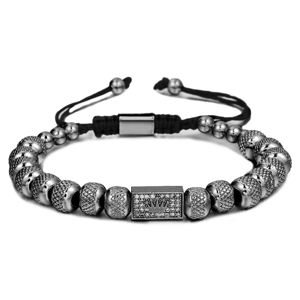 Geometric Cross Brass Bracelet with Cubic Zirconia for Unisex