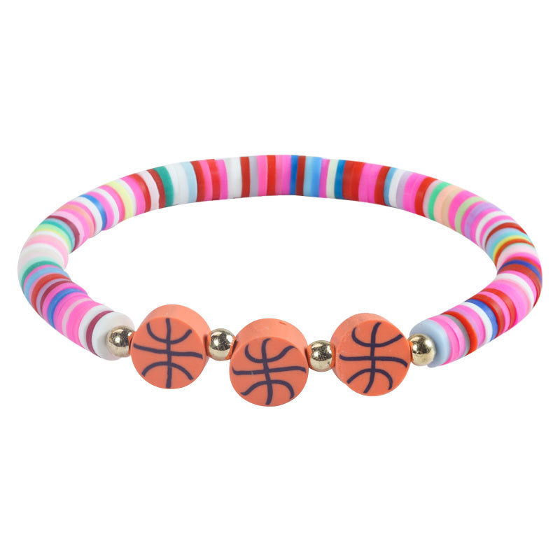Minimalist Cartoon Sports Ball Resin Beaded Bracelet for Women