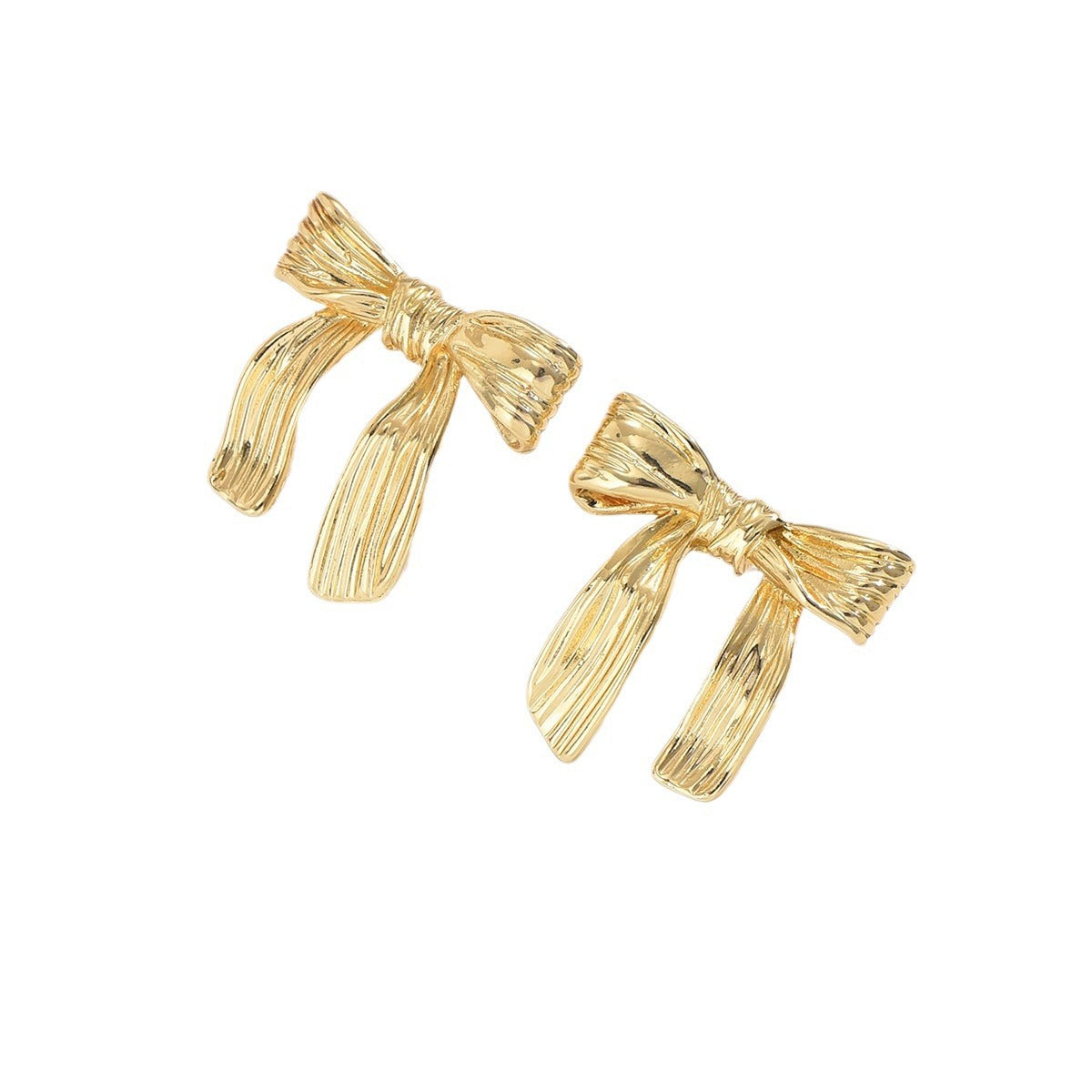 Minimalist Bow-Shaped Zinc Alloy Earrings with Plated Finish for Women Elegant Everyday Wear
