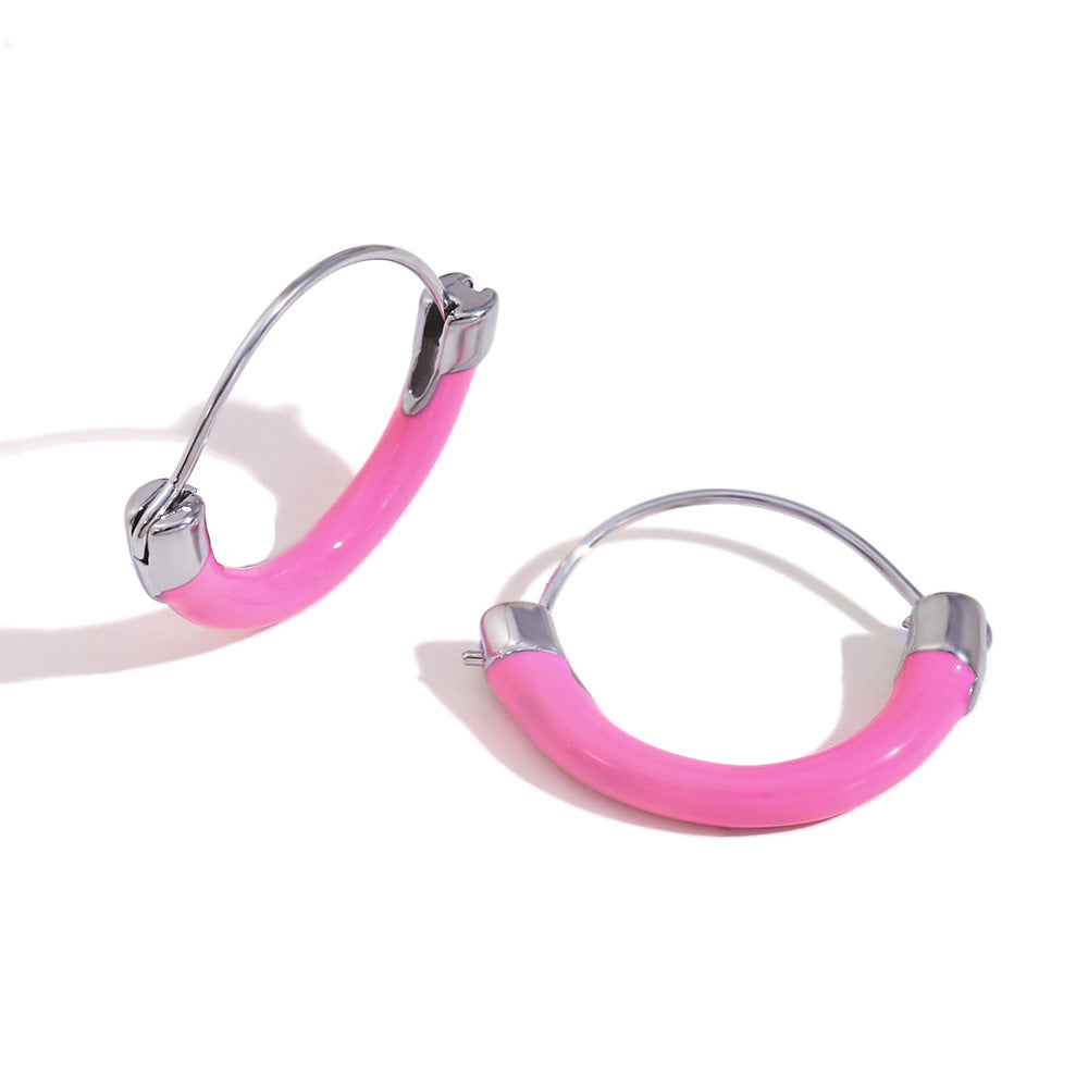 Geometric Fashion Ear Cuffs for Women Stainless Steel with 18K Gold Plating Enamel Finish