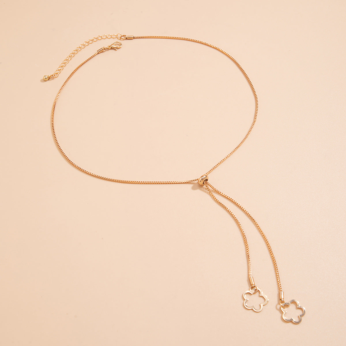 Minimalist Floral Star Alloy Plated Snake Chain Necklace for Women