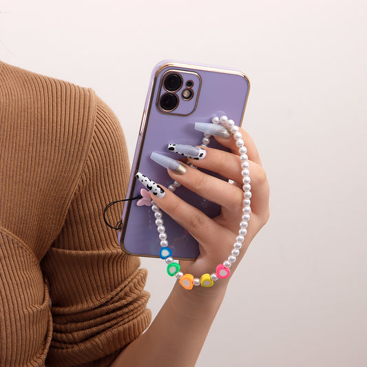 Colgante de aleación con forma de corazón y letra, para mujer, para teléfono móvil