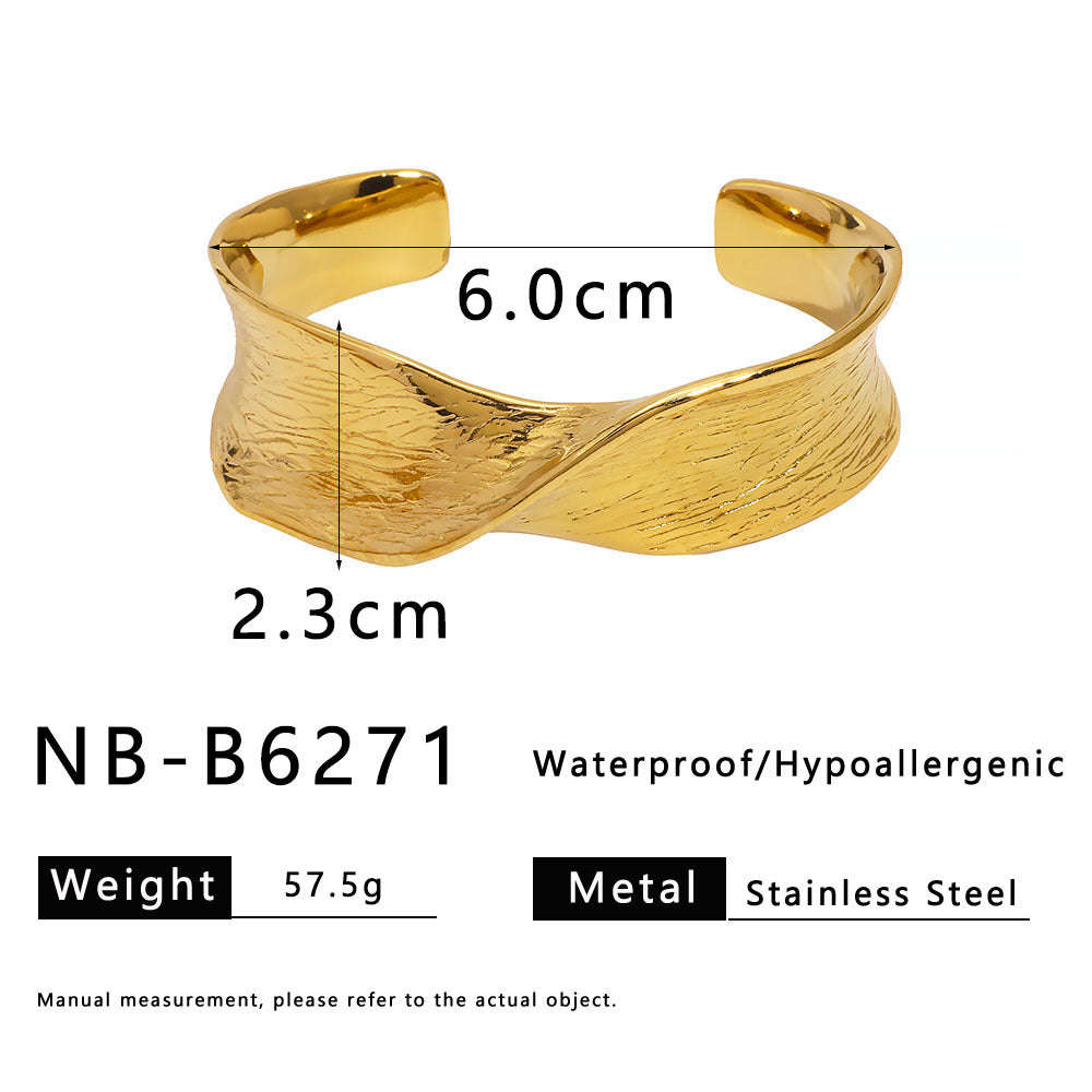 Minimalist Geometric Cross Stainless Steel Bracelet with Zircon Inlay for Women