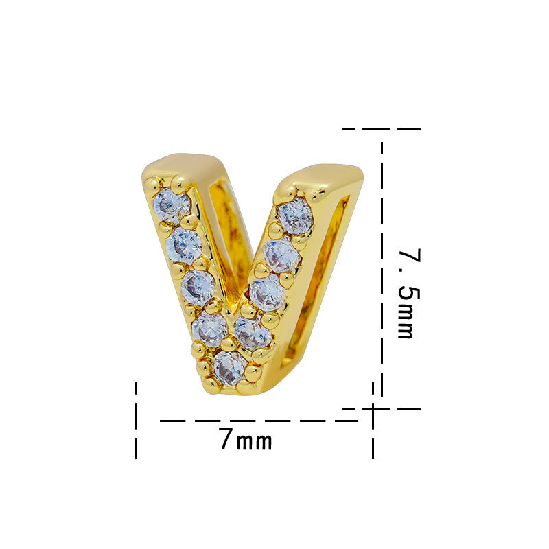 Collana con Ciondolo a Lettera Minimalista da Donna in Acciaio al Titanio con Placcatura in Oro 18K e Strass su Catena O-Ring