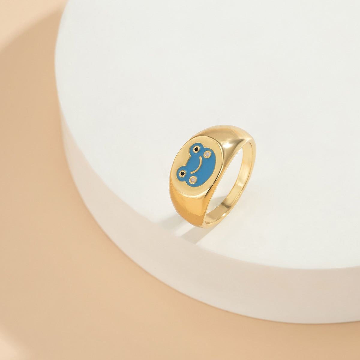 Anillo de aleación con baño de esmalte en forma de nube geométrica de estilo dulce y fresco para mujer