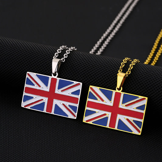 Minimalist Rectangular Enamel Pendant Necklace in Stainless Steel with O-Chain for Unisex