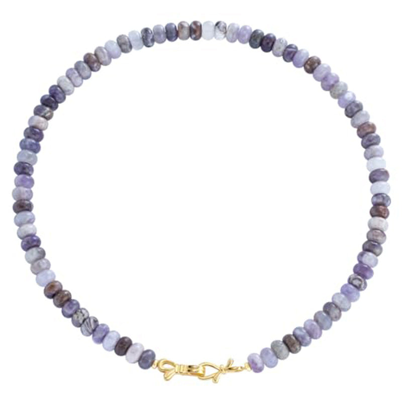 Elegant Natural Stone Agate Turquoise Beaded Necklace Unisex Geometric Round