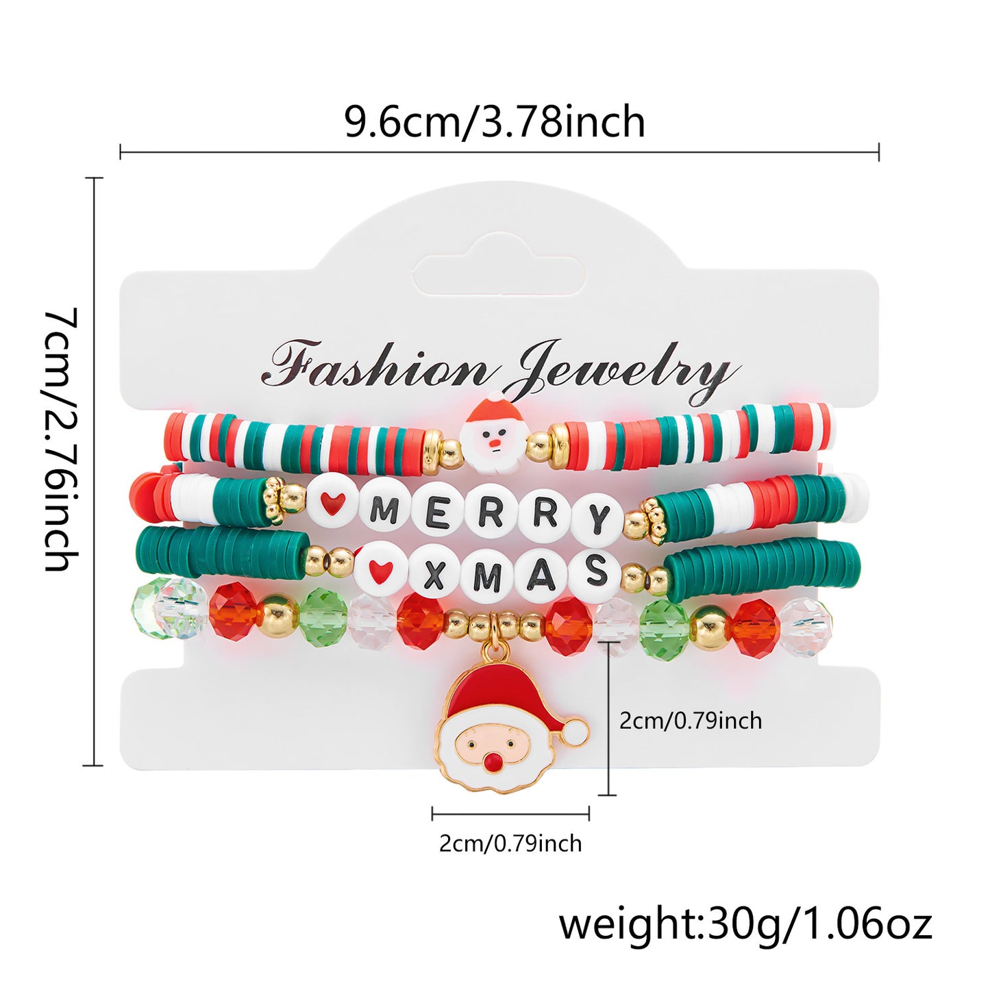 Christmas Cartoon Character Resin Bracelet Set with Snowflake Reindeer Bell Santa Claus Elements Casual Unisex Jewelry