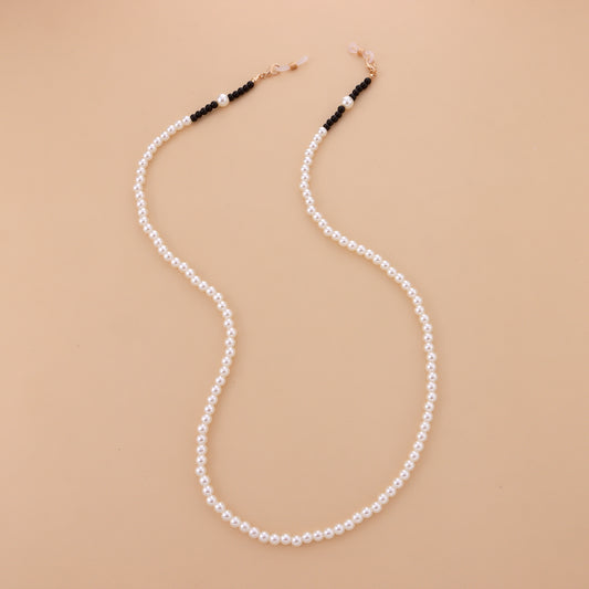 Minimalist White Pearl Alloy Eyewear Chain for Women