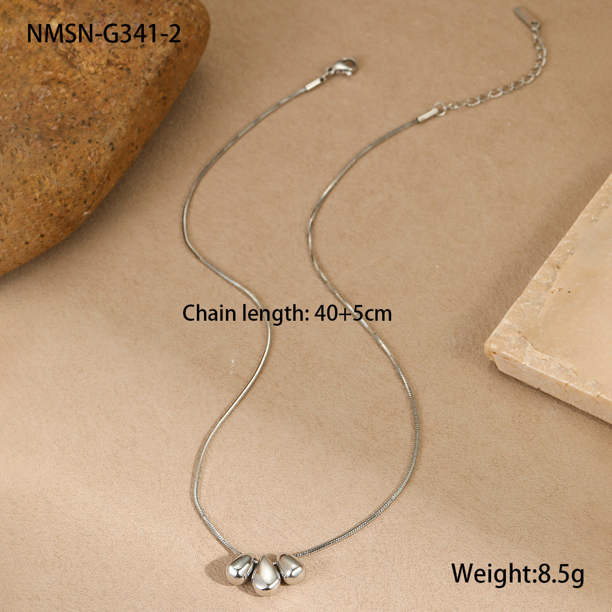 Collana da donna alla moda con gocce d'acqua geometriche in acciaio inossidabile e placcatura in oro 18 carati