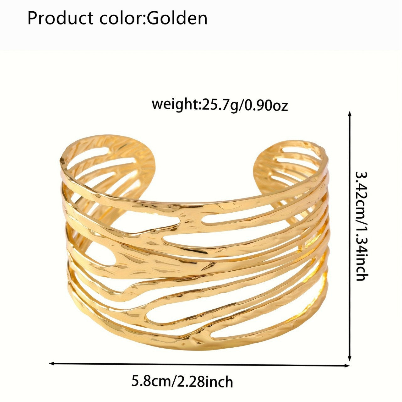 Bracciale a Polsino Minimalista Geometrico Cavo Aperto in Acciaio Inossidabile con Pressione dell'Olio