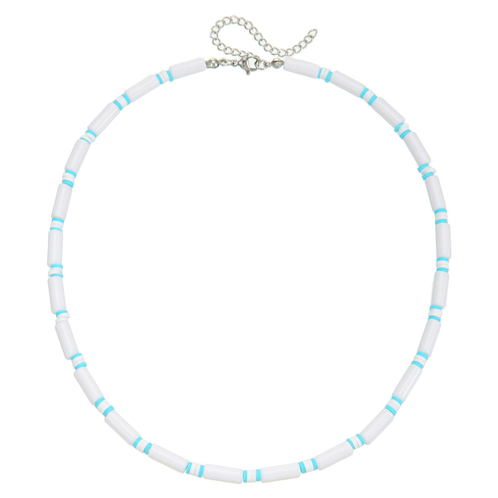 Hip-hop Streetwear Geometric Acrylic Resin Pendant Stainless Steel Ball Chain Necklace for Unisex
