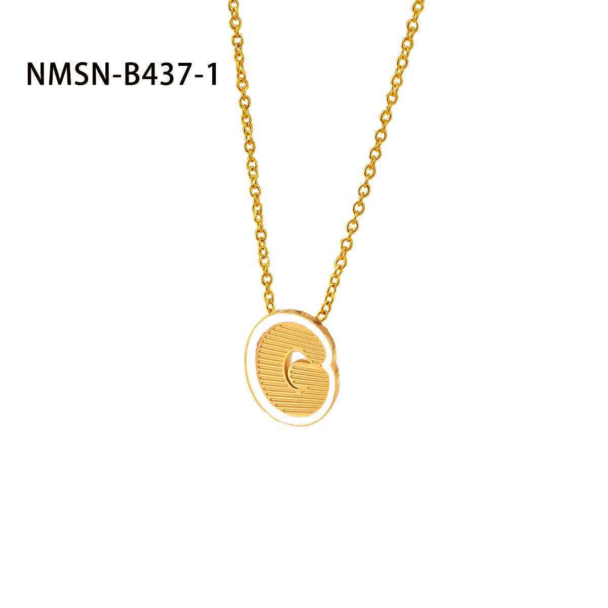 Collana con pendente a forma di lettera minimalista in acciaio inossidabile placcato oro 18 carati e dettagli in smalto da donna