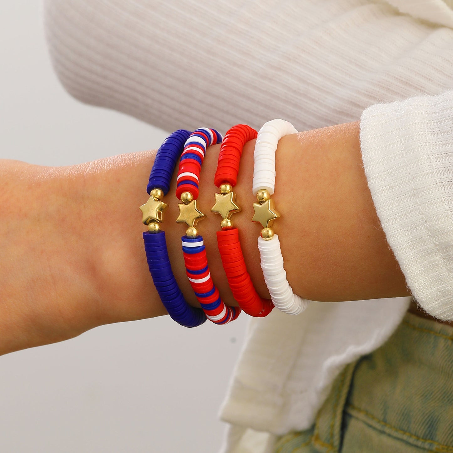 Bracciale Unisex con Ciondolo Geometrico a Stella in Resina Colorata Set di Bracciali Elastici con Perline per Donna e Uomo