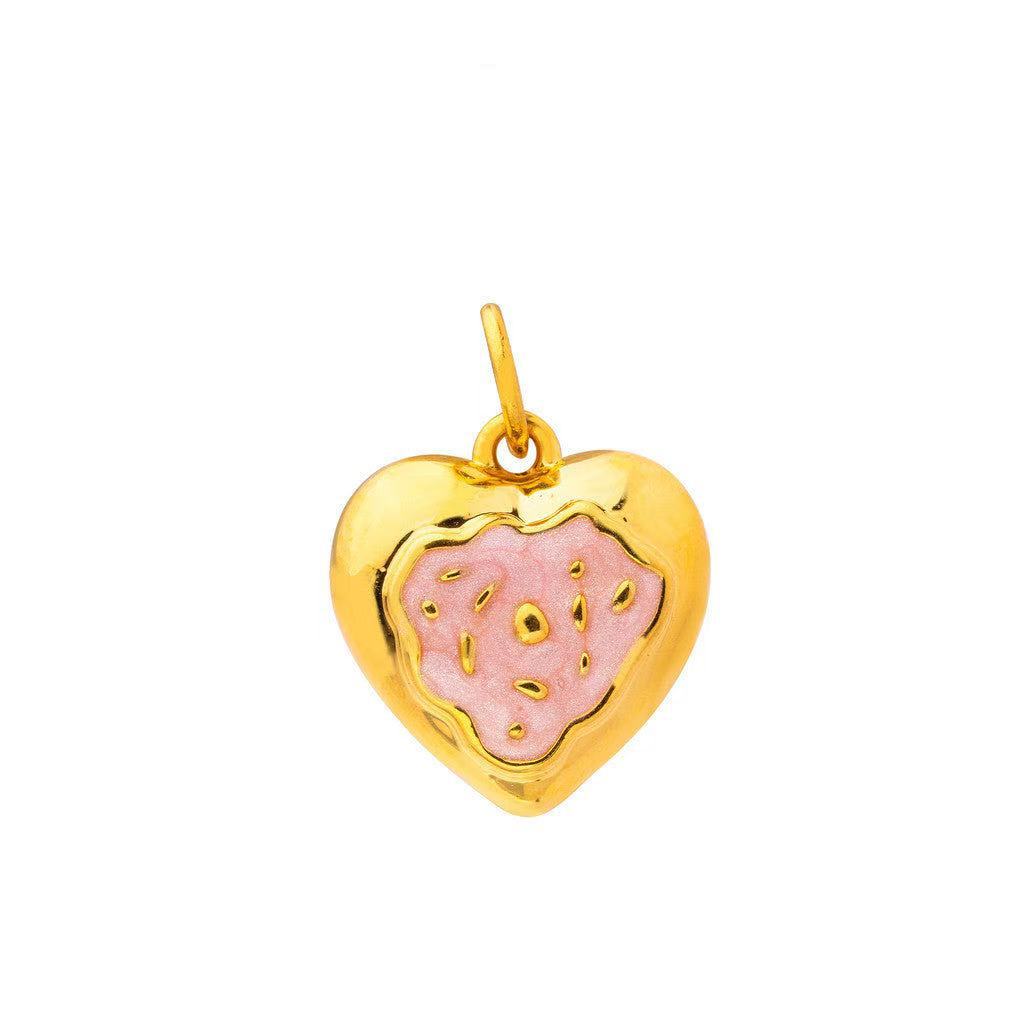 Vintage 18K Gold Plated Stainless Steel PVD Butterfly Heart Floral Charm Bar Pendant