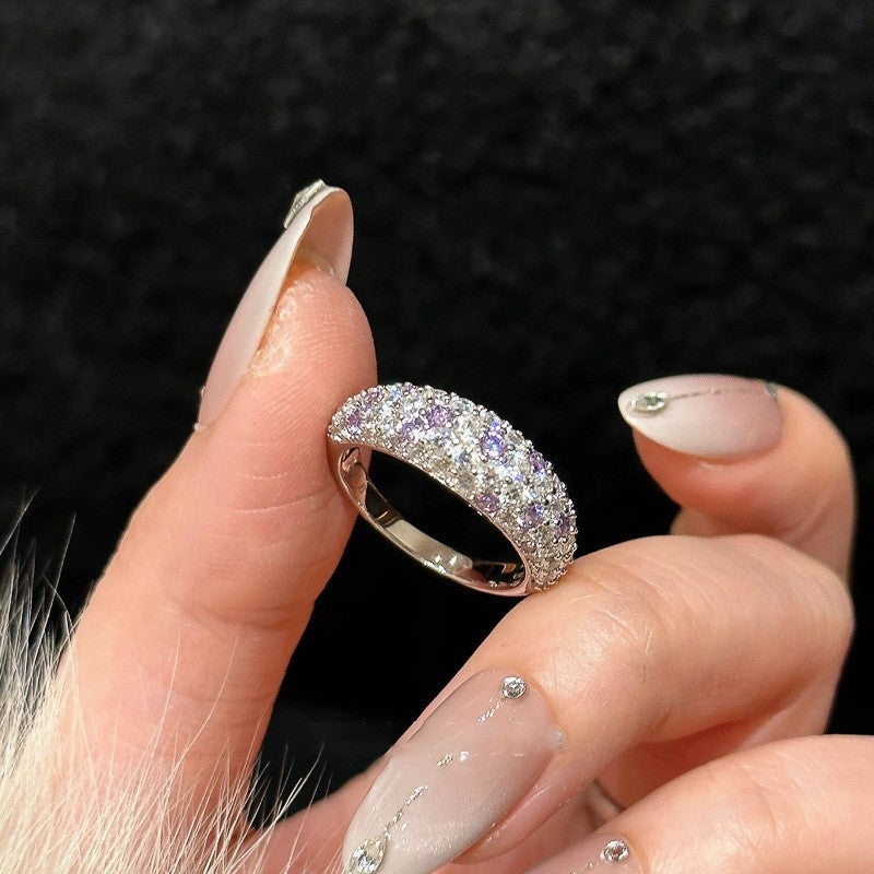 Anello elegante e geometrico ispirato alle perle con intarsio in zircone da donna, anello minimalista alla moda da dito indice, gioielli di lusso per le mani