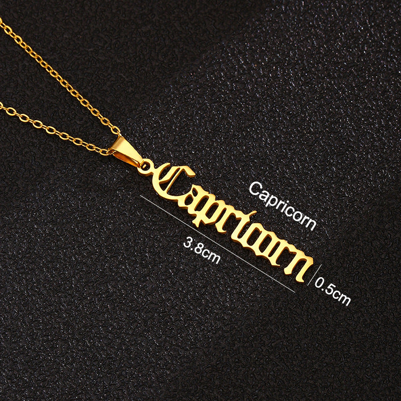 Zodiac-Themed Stainless Steel Pendant Necklace with Titanium Steel Charm and Electroplated Finish for Unisex Wear
