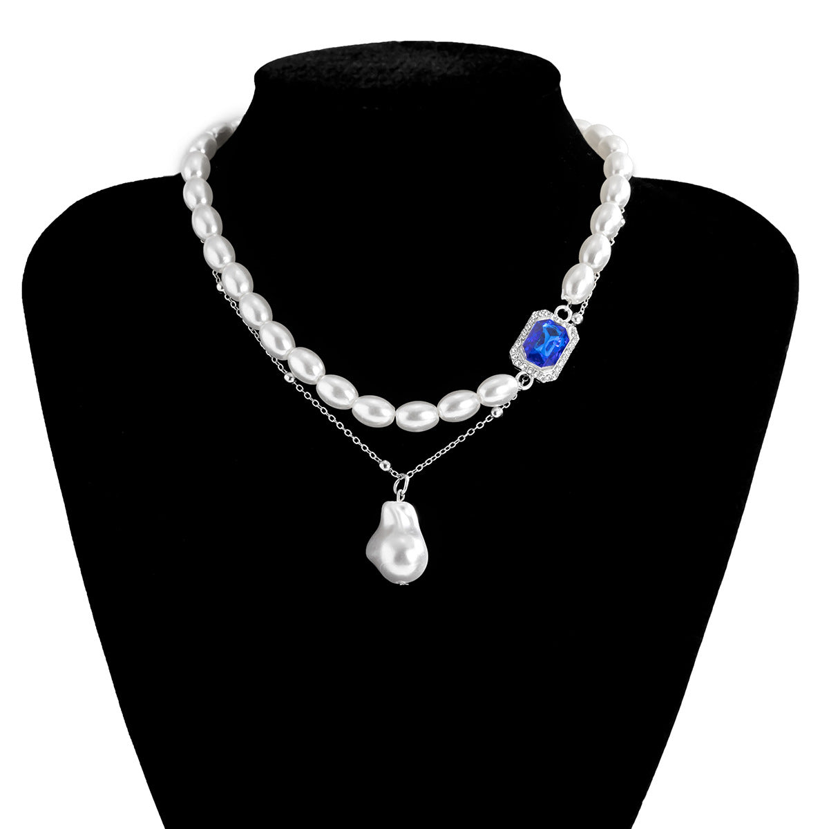 Vintage Plated Alloy Letter Number Pearl Pendant Snake Chain Necklace for Women