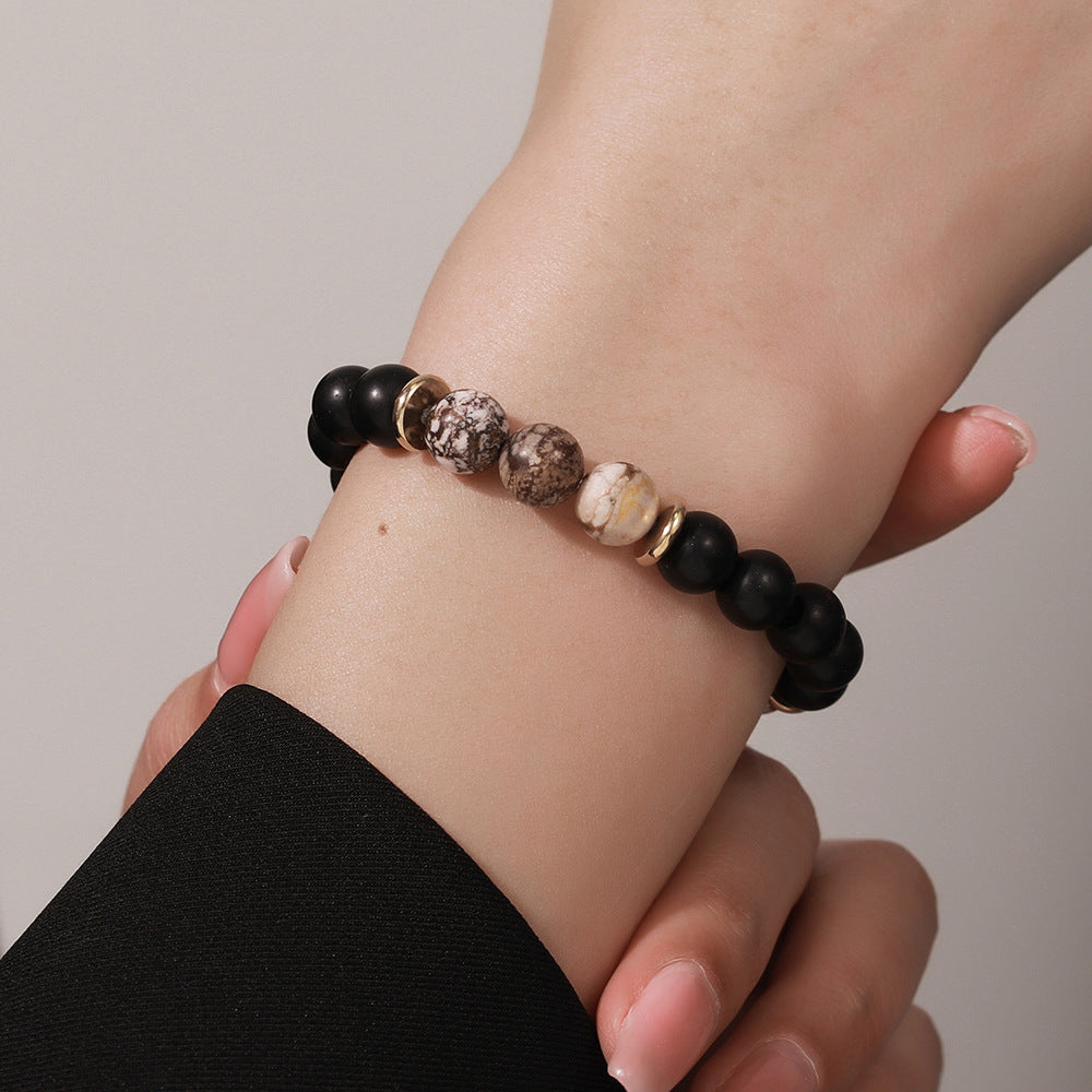 Handmade Matte Round Volcanic Stone Bracelet Unisex Geometric Jewelry