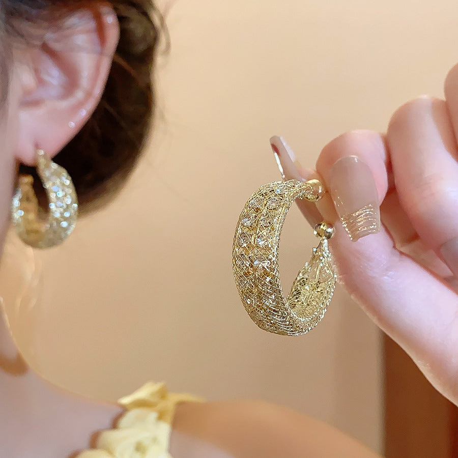 Orecchini a Cerchio Geometrici in Ferro Placcato Argento da Donna, Stile Minimalista Casual per Ufficio, Gioielli Eleganti di Ispirazione Vintage per Tutti i Giorni