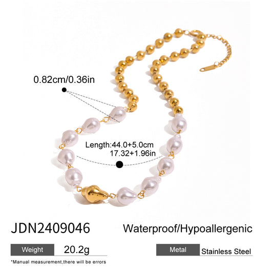 Collana di perle lussuosa, elegante e geometrica in acciaio al titanio da donna