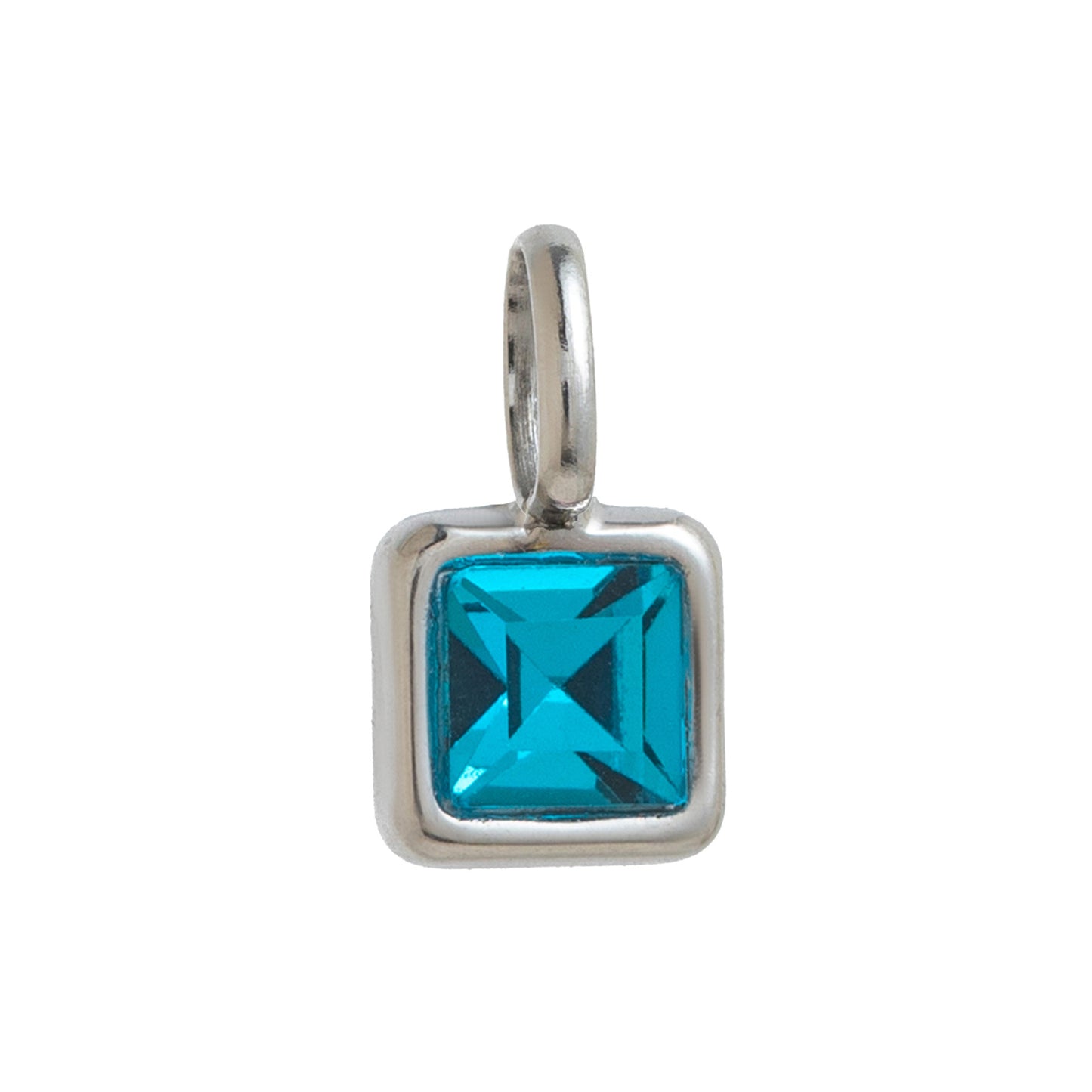 Minimalist Square Titanium Steel Gemstone Charm Bar with Cubic Zirconia Inlay for Women