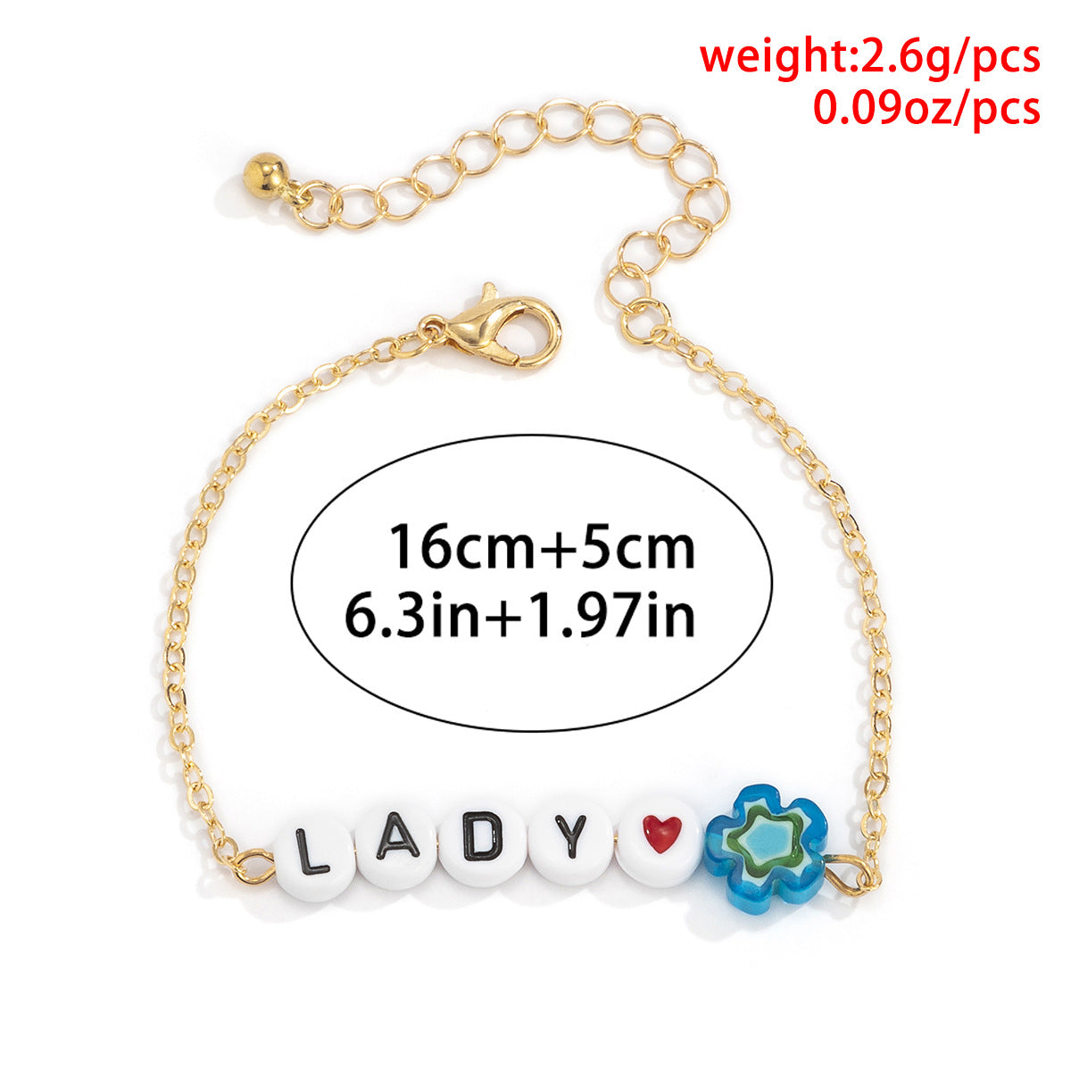 Minimalist Floral Acrylic Beaded Necklace and Bracelet Set with Curb Chain