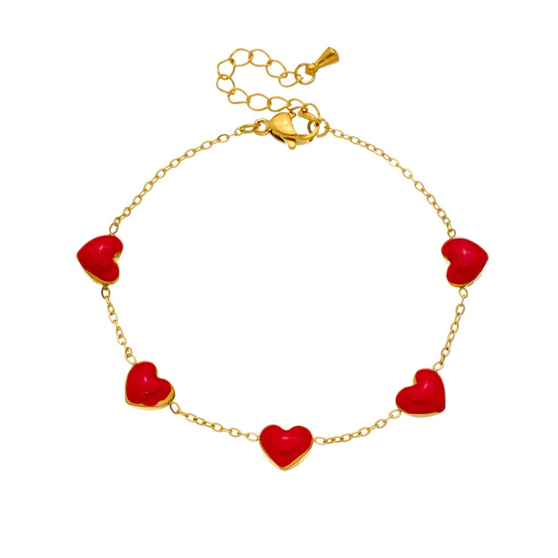 Minimalist Gold Plated Drip Oil Heart Stainless Steel Bracelet for Women