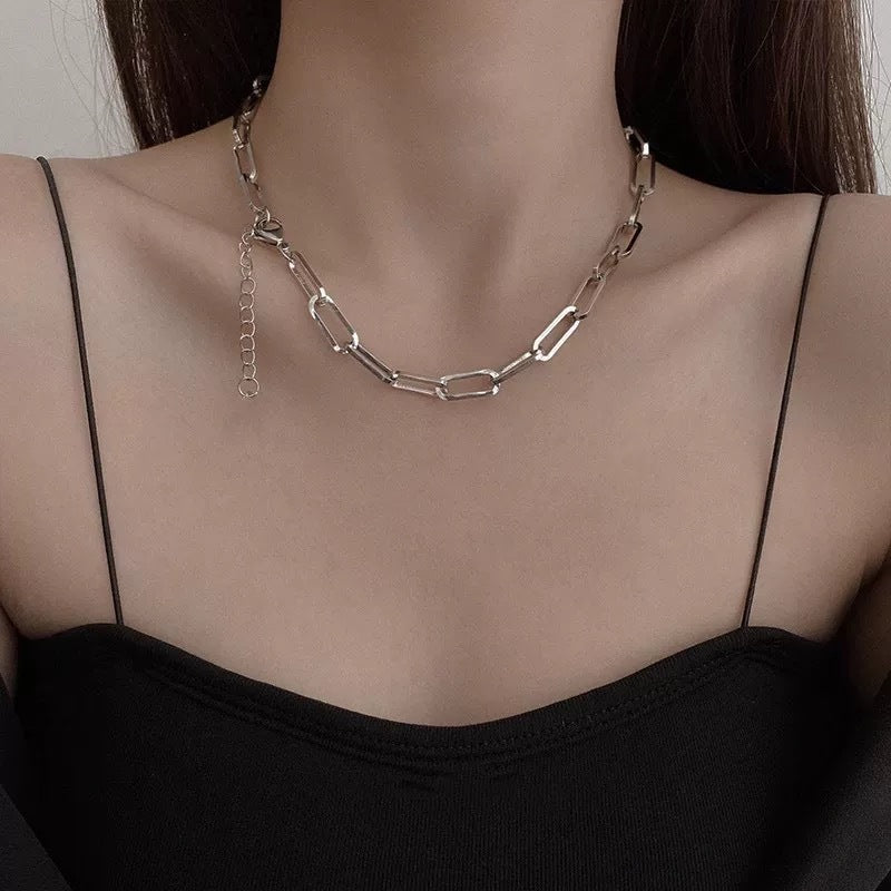 Minimalist Elegant Hollow Out Cross Titanium Steel Cable Chain Necklace for Unisex