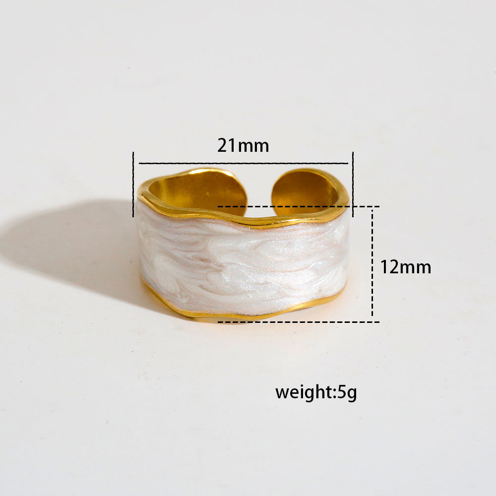 Anello Aperto Regolabile Geometrico Rotondo Chic Minimalista in Acciaio Inox con Placcatura in Oro
