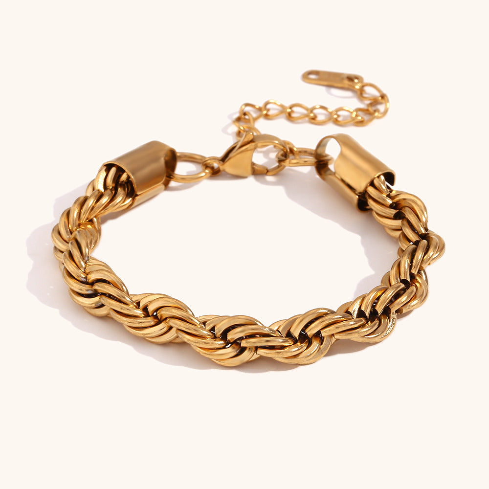 Minimalist Twisted Rope Necklace for Women Stainless Steel with 18K Gold Plating Geometric Pendant
