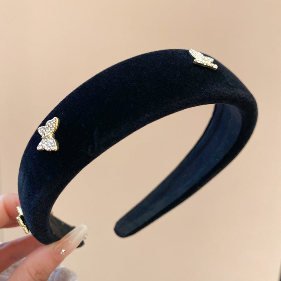 Diadema de perlas minimalista para mujer con estilo retro de otoño e invierno, diadema de tela redonda para peinado de corona alta, accesorio elegante para uso diario en la oficina
