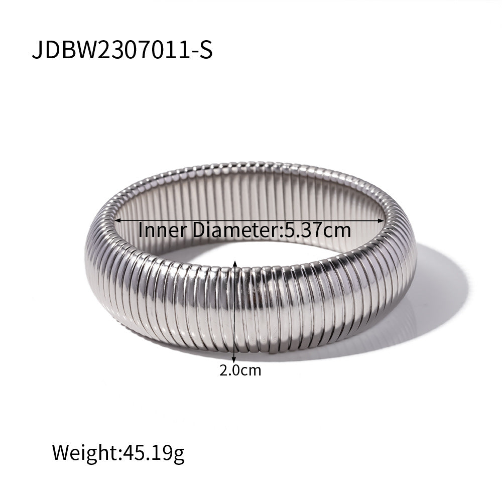 Elegant Titanium Steel Stretch Snake Chain Bracelet for Women Geometric Shape Electroplated Luxury Style