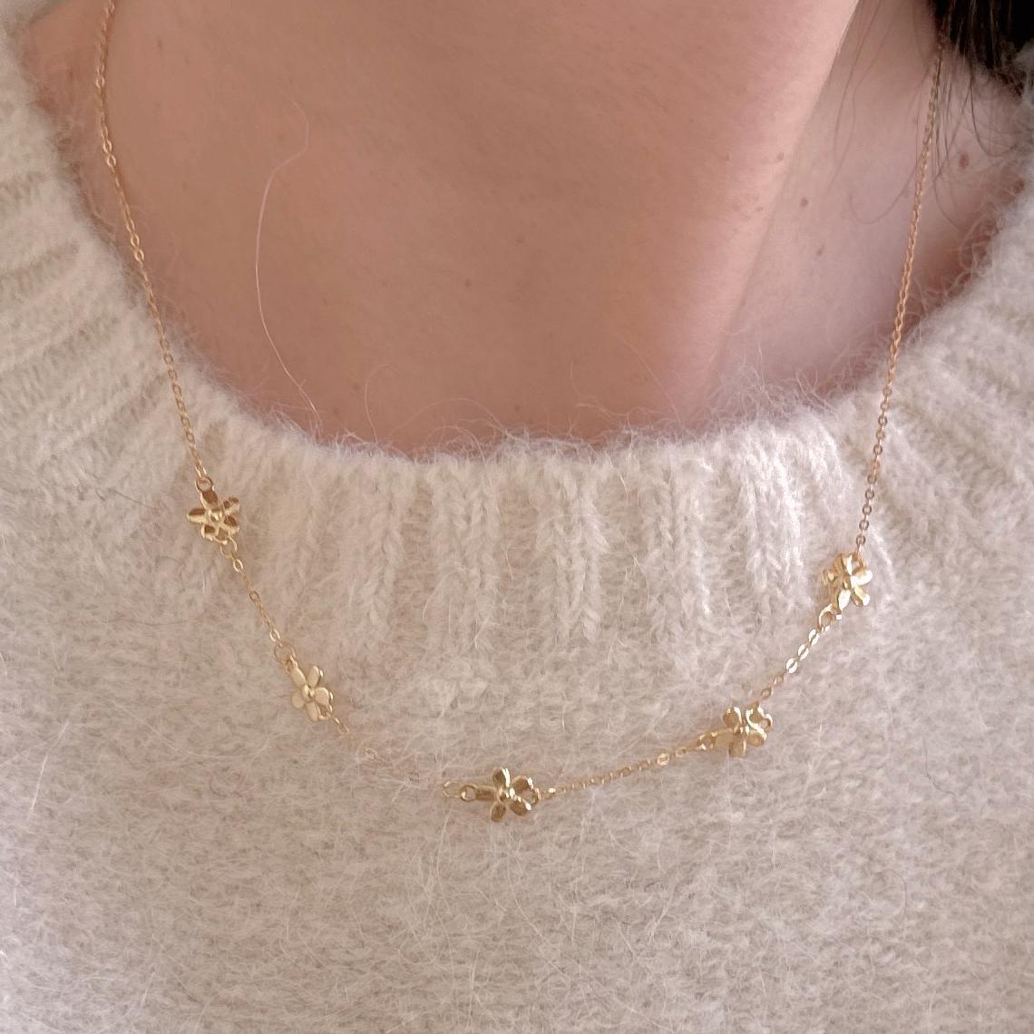 Minimalist Sweet 925 Sterling Silver Floral Geometric Necklace